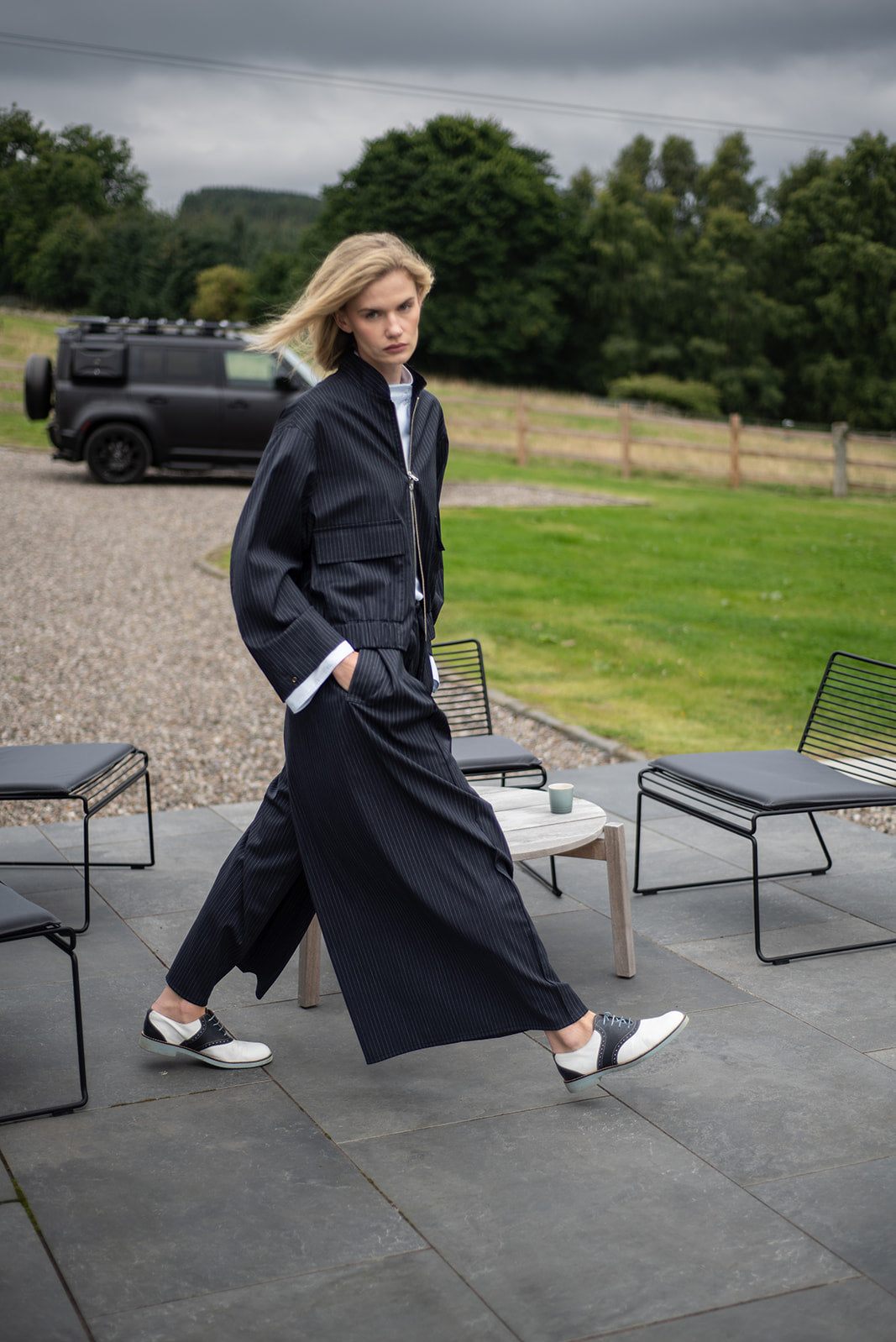 Hakama Dean Long, granat z popielatym prążkiem, Jo.S