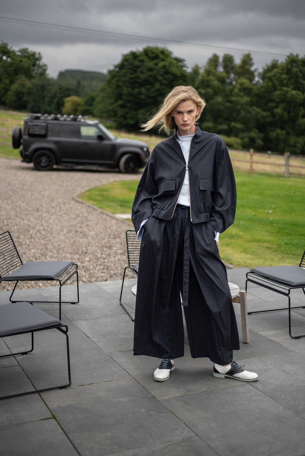 Hakama Dean Long, granat z popielatym prążkiem, Jo.S