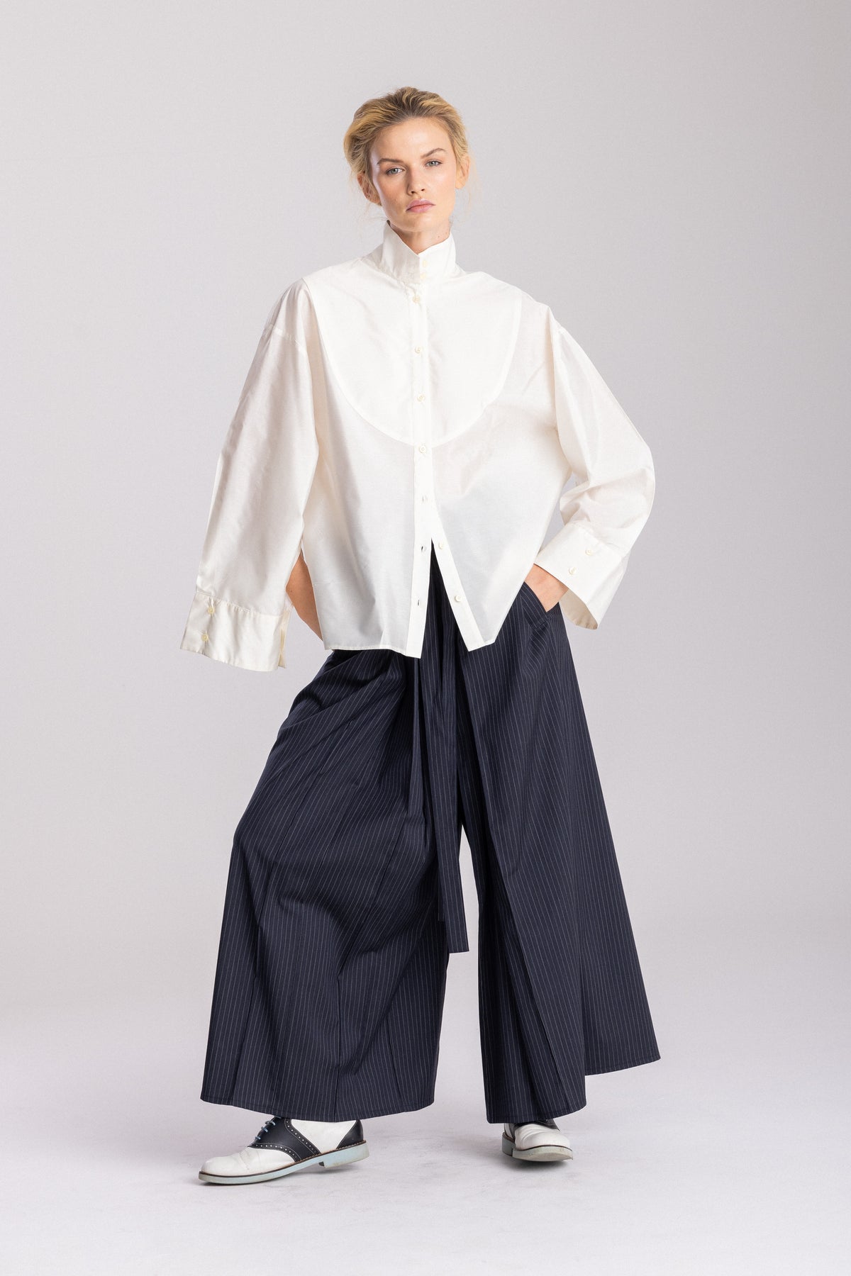 Hakama Dean Long, granat z popielatym prążkiem, Jo.S