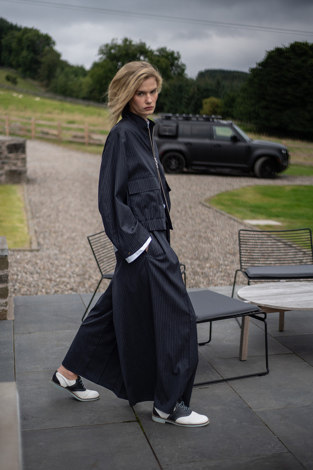 Hakama Dean Long, granat z popielatym prążkiem, Jo.S