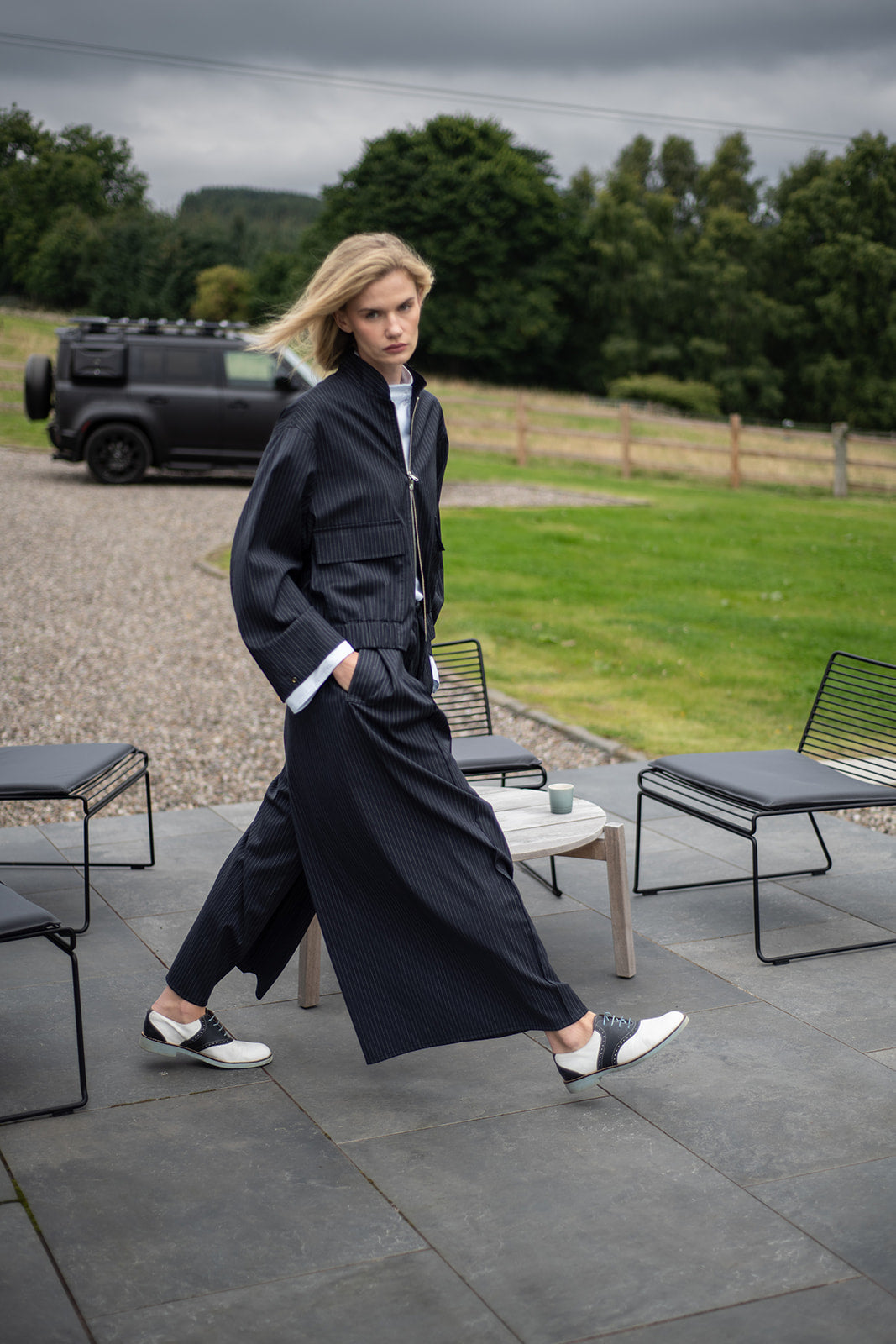 Hakama Dean Long, granat z popielatym prążkiem, Jo.S