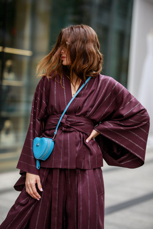 Kimono Classic Burgundy Silver