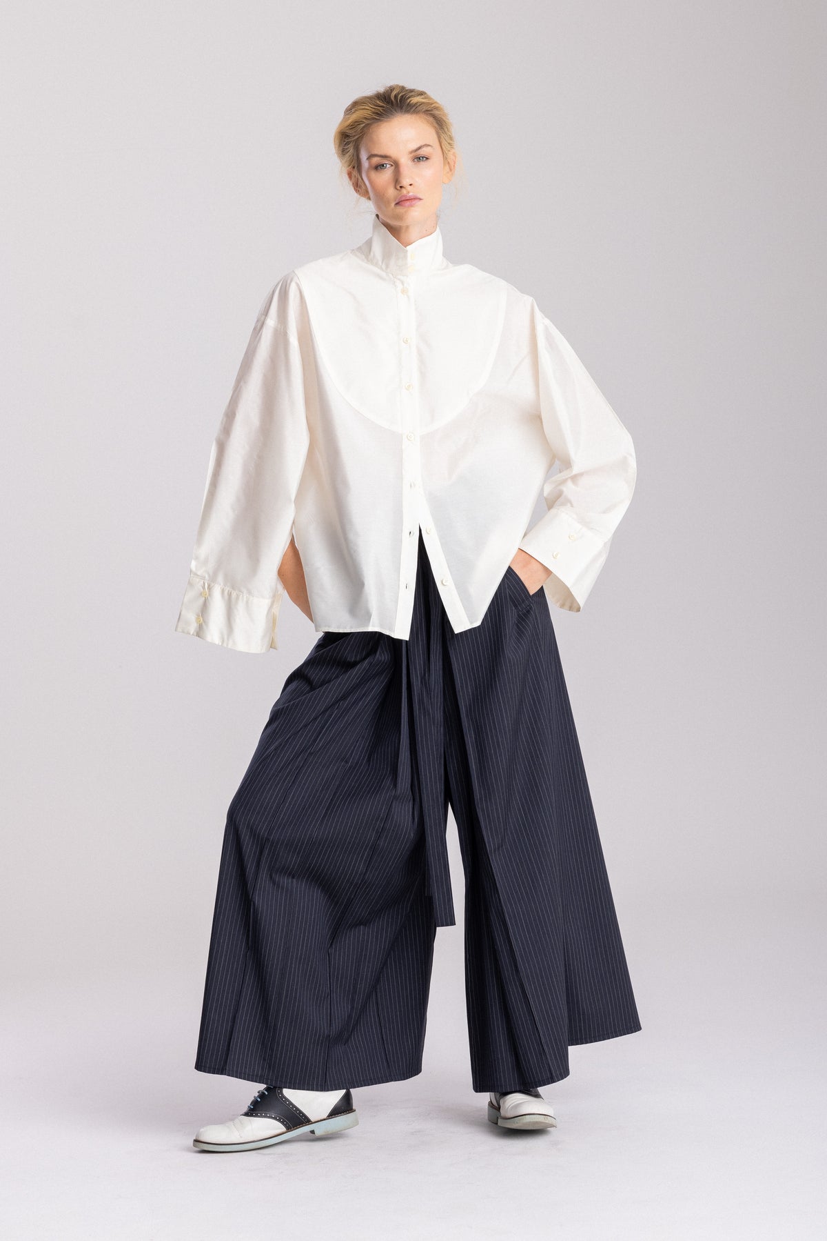 Hakama Dean Long, granat z popielatym prążkiem, Jo.S