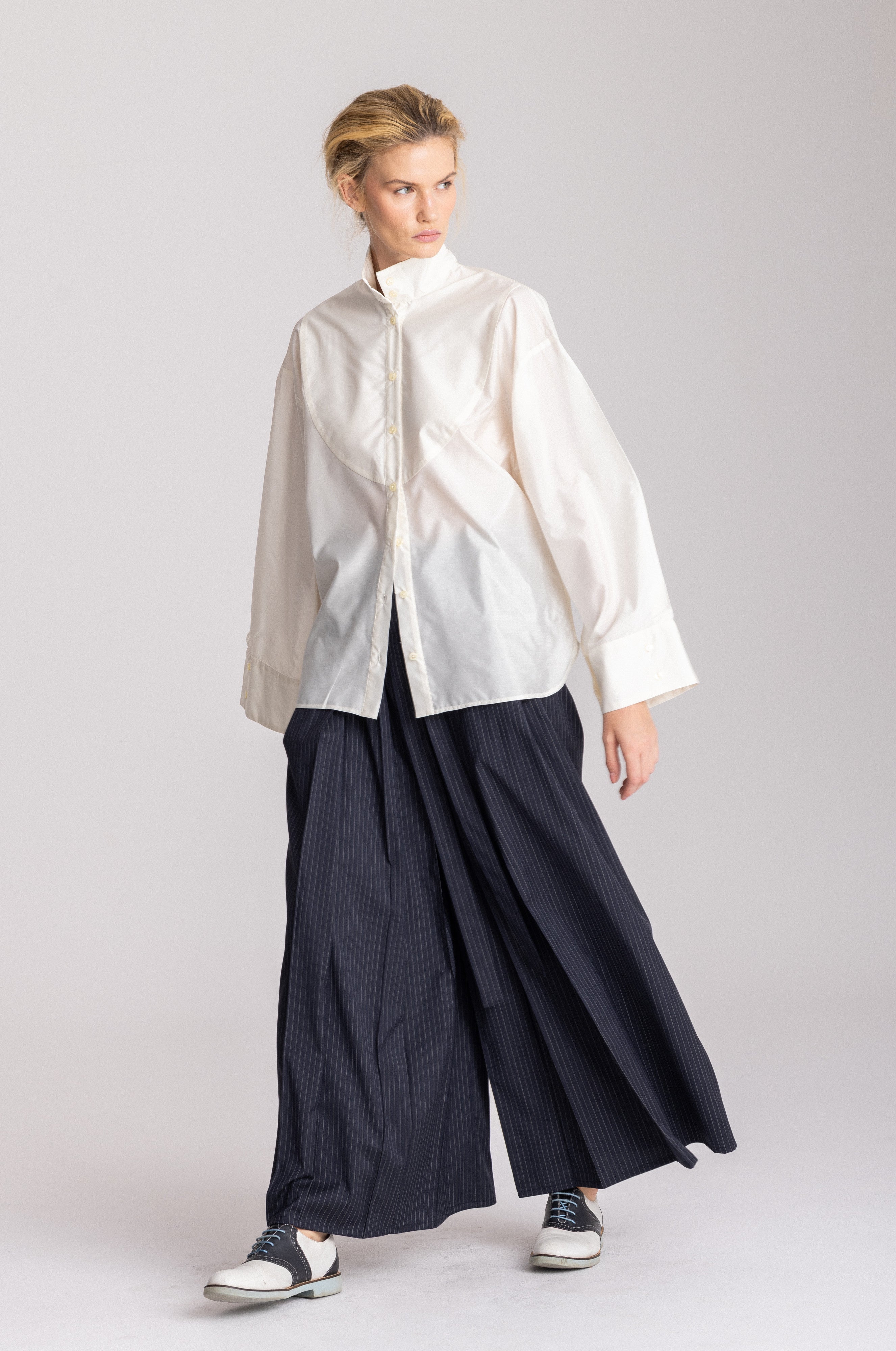 Hakama Dean Long, granat z popielatym prążkiem, Jo.S